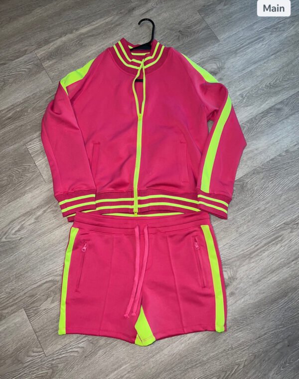 2PC PINK/LIME GREEN SHORTS SET