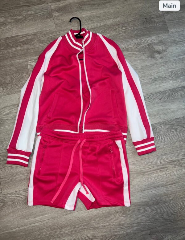 2PC PINK/WHITE SHORTS SET